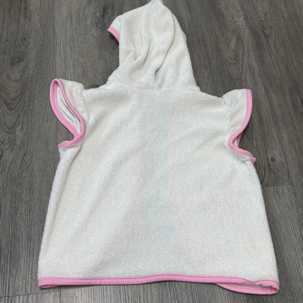Vintage OshKosh B'gosh Kids White Pink Terry Cloth Hooded Beach Coverup 24M USA